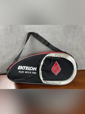 Ektelon Racquetball Bag Double Zip Pocket Duffle Play With Fire Black Red Gear